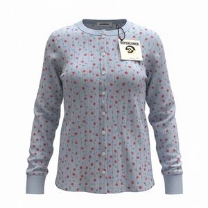 NWT! Daydreamer strawberry all over print button up top size large